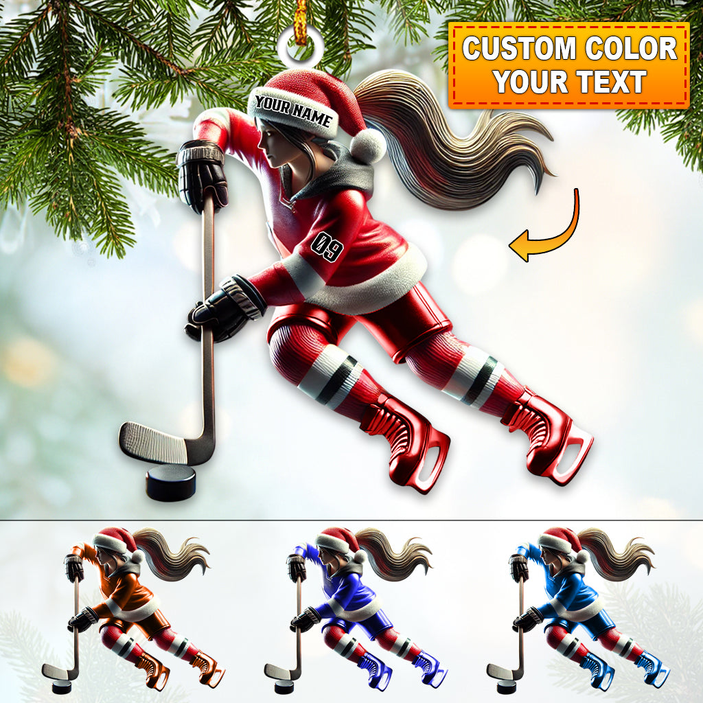 Blisscorners Custom Name Ice Hockey Ornament, Ice Hockey Christmas Gift2D Flat LM2111