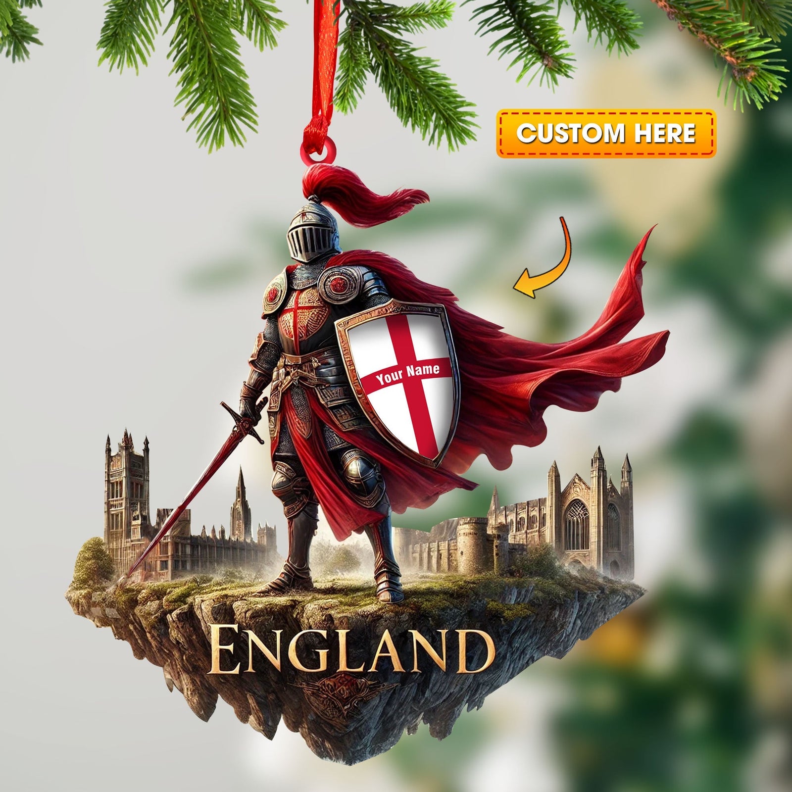 Blisscorners The Best England Warrior Ornament, Personalized Ornament2D Flat LM2211