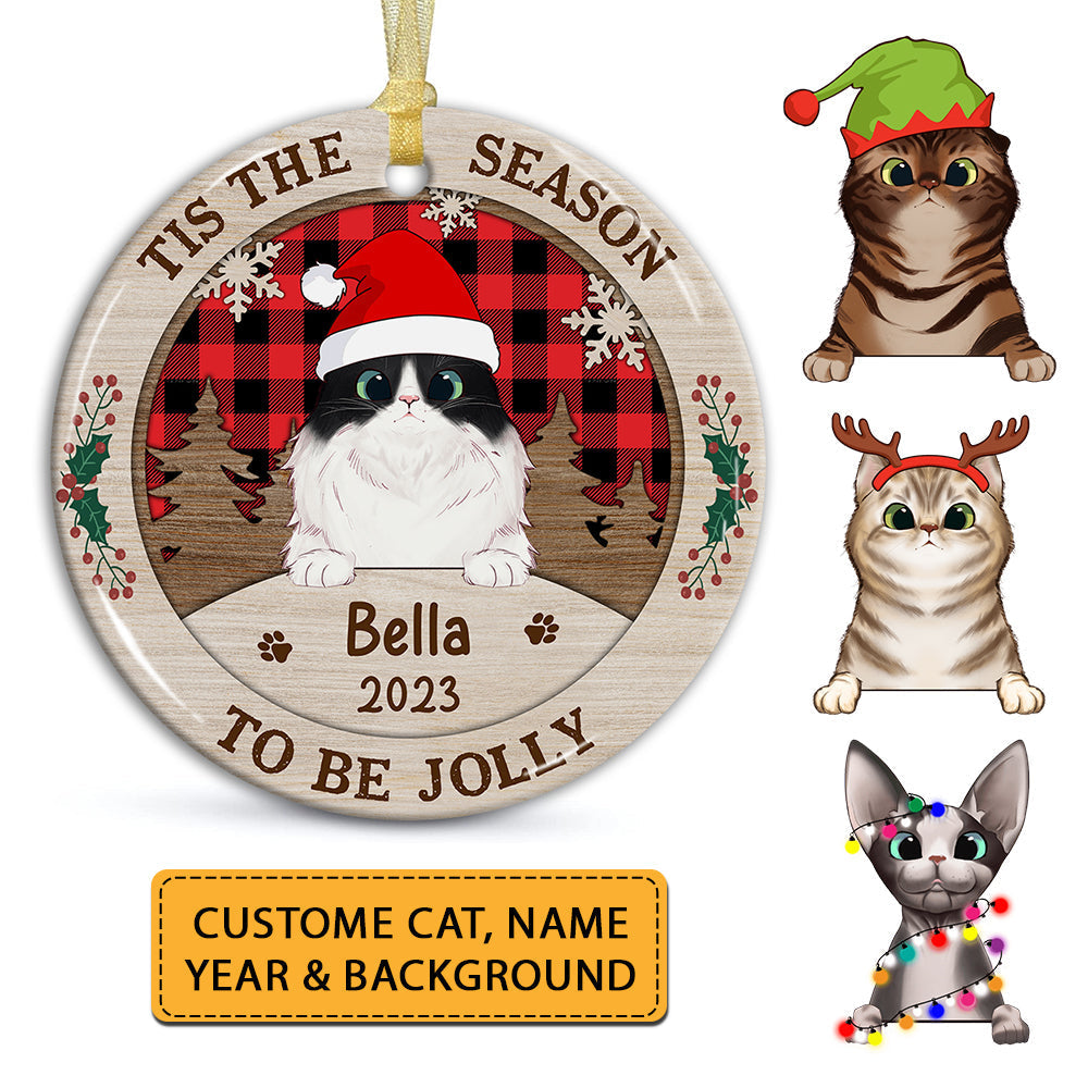Blisscorners Tis The Season To Be Jolly - Personalized Christmas Ceramic Ornament - Gift For Pet Lover2D Flat LM2111