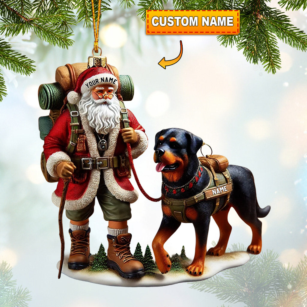 Blisscorners Climbing Santa And Dog Home Decor Christmas Ornament, Personalized Ornament2D Flat LM2211