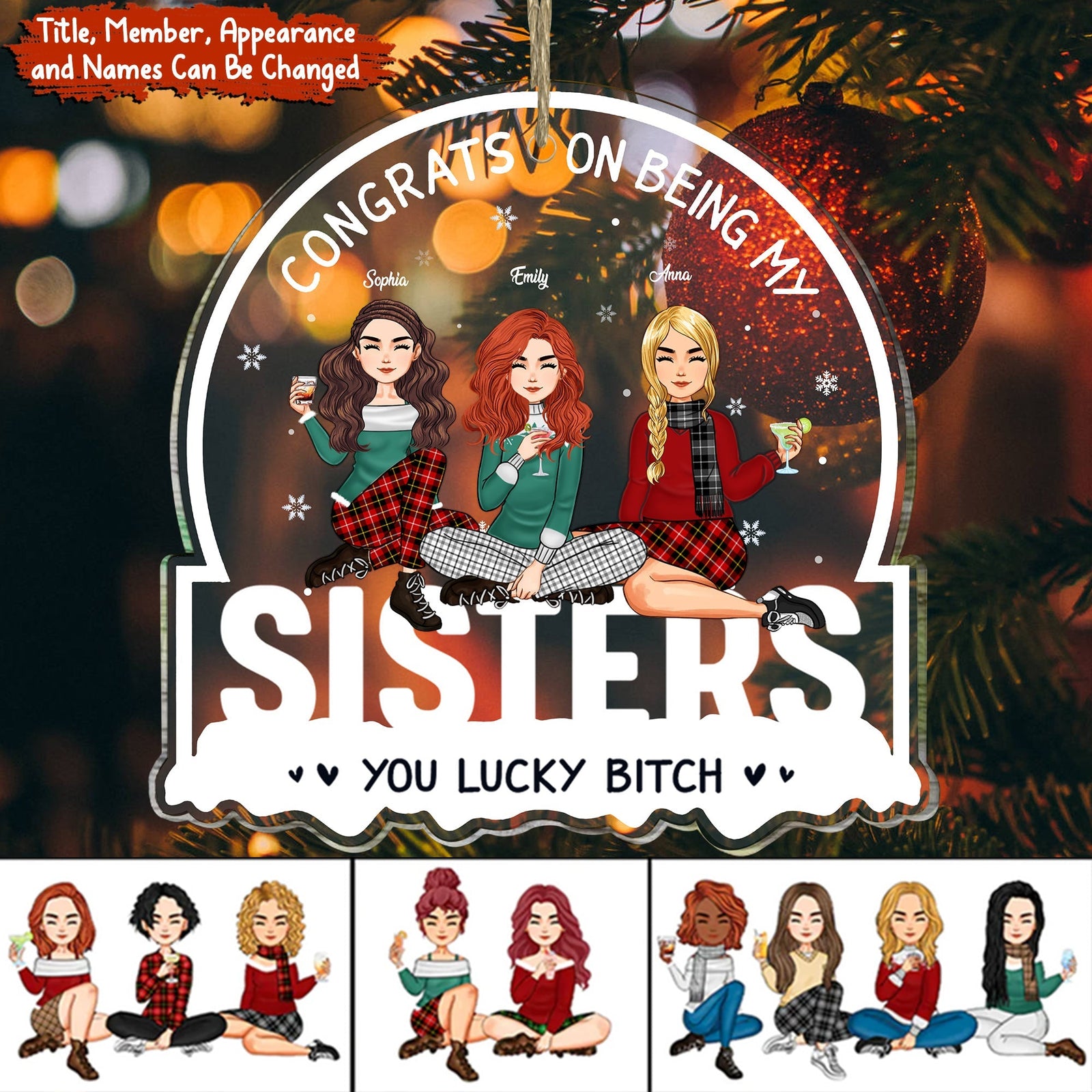 Blisscorners Congrats On Being My Family - Custom Appearances, Title And Names Christmas Gift - Personalized Acrylic Ornament2D Flat LM2111