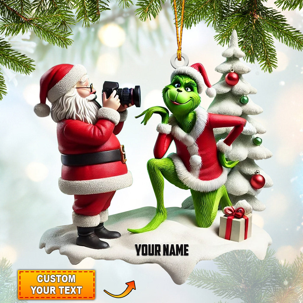 Blisscorners Santa Take Photo Home Decor Christmas Ornament, Personalized Ornament2D Flat LM2211