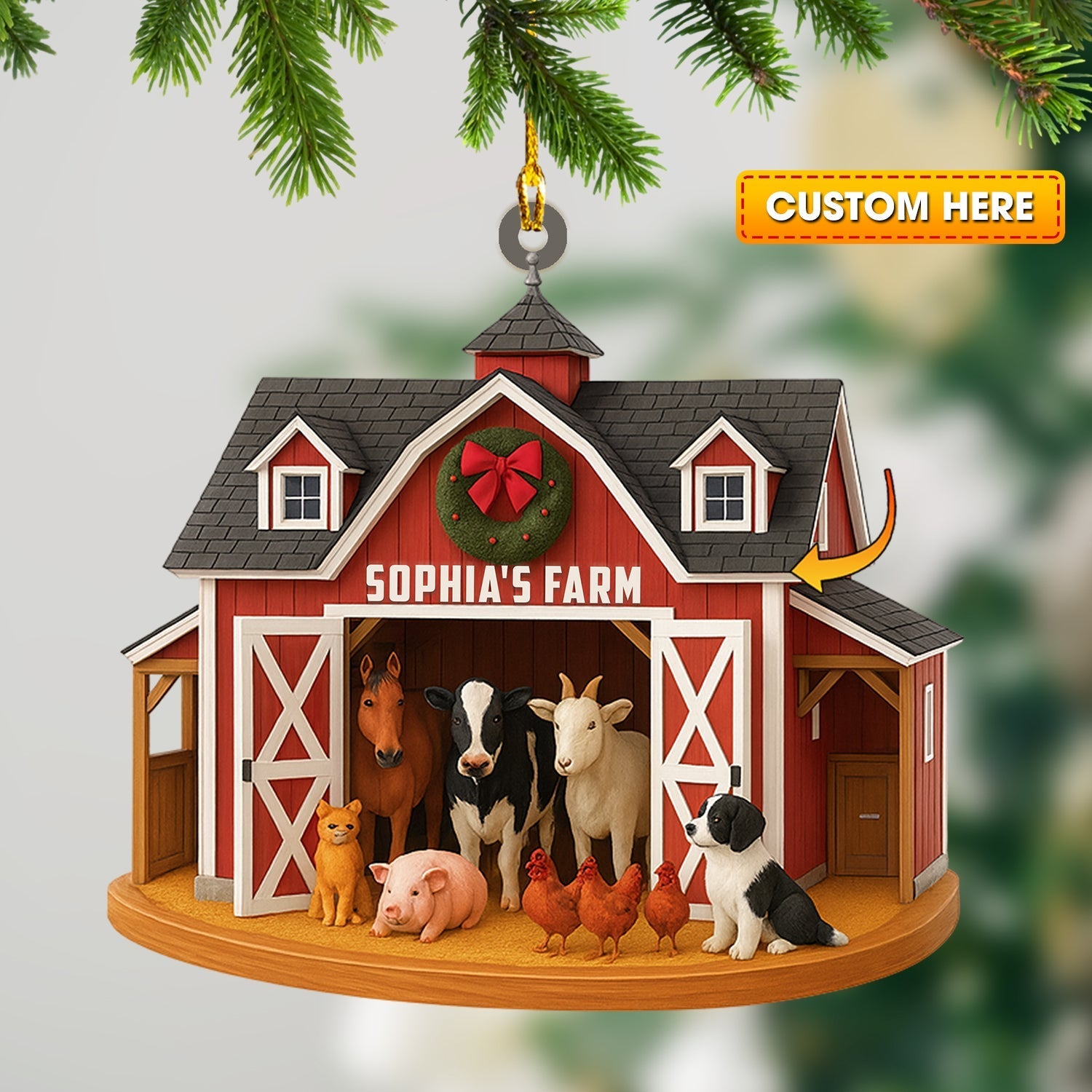 Blisscorners Christmas Farm, Home Decor, Christmas Ornament, Personalized Ornament2D Flat LM2111