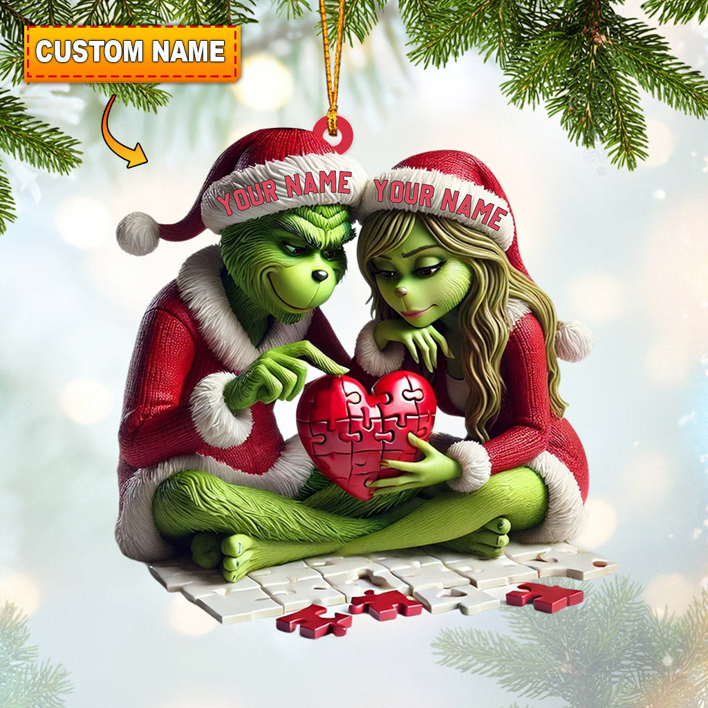 Blisscorners ELF Couple Christmas Home Decor Christmas Ornament, Personalized Ornament2D Flat LM2211