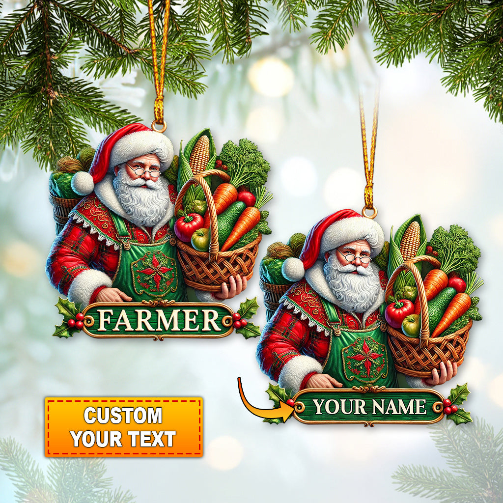 Blisscorners Custom Name Ornament, Santa Farmer2D Flat LM2211