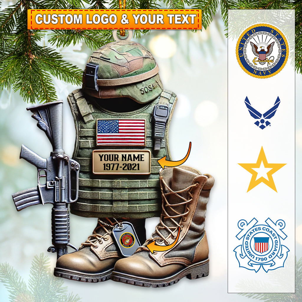 Blisscorners Custom Name U.S. Veteran Ornament Ornament, U.S. Veteran Memorial Christmas Gift2D Flat LM2111