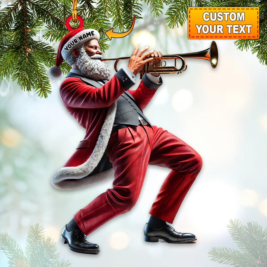 Blisscorners Custom Name Trumpet Santa Ornament, Trumpet Lover Christmas Gift2D Flat LM2211