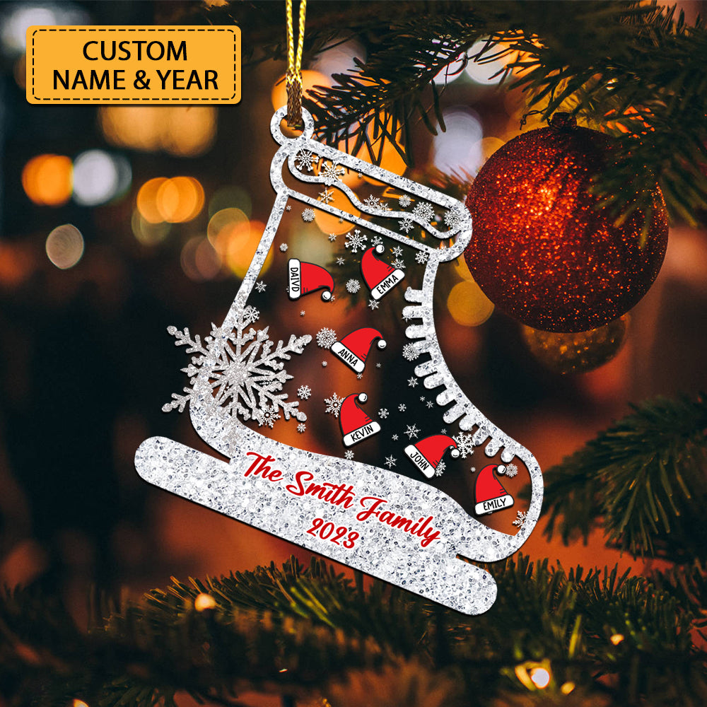 Blisscorners Christmas Ice Skates Family, Personalized Ornament - Christmas Gift For Family - Custom Shaker Ornament2D Flat LM2111