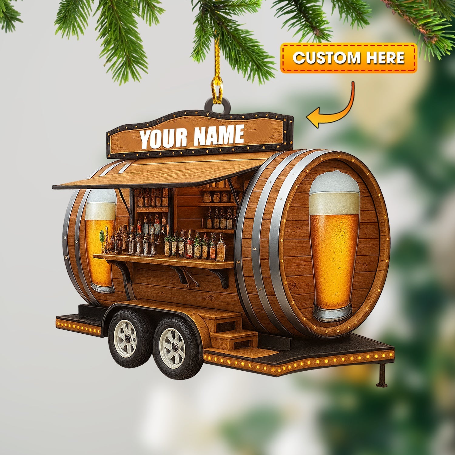 Blisscorners Christmas Beer Shop, Home Decor, Christmas Ornament, Personalized Ornament2D Flat LM2111