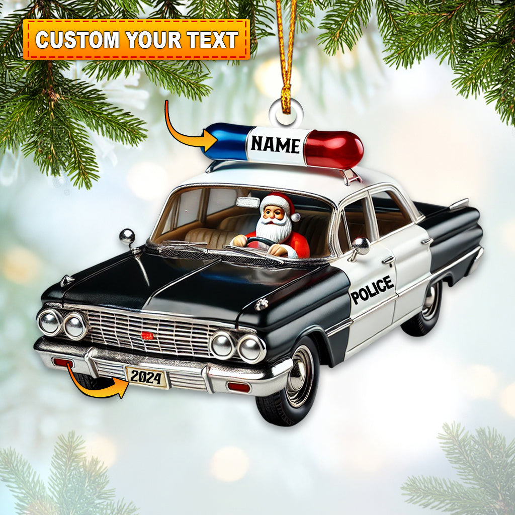 Blisscorners Santa Driver Police Car Christmas Ornament, Personalized Ornament2D Flat LM2211