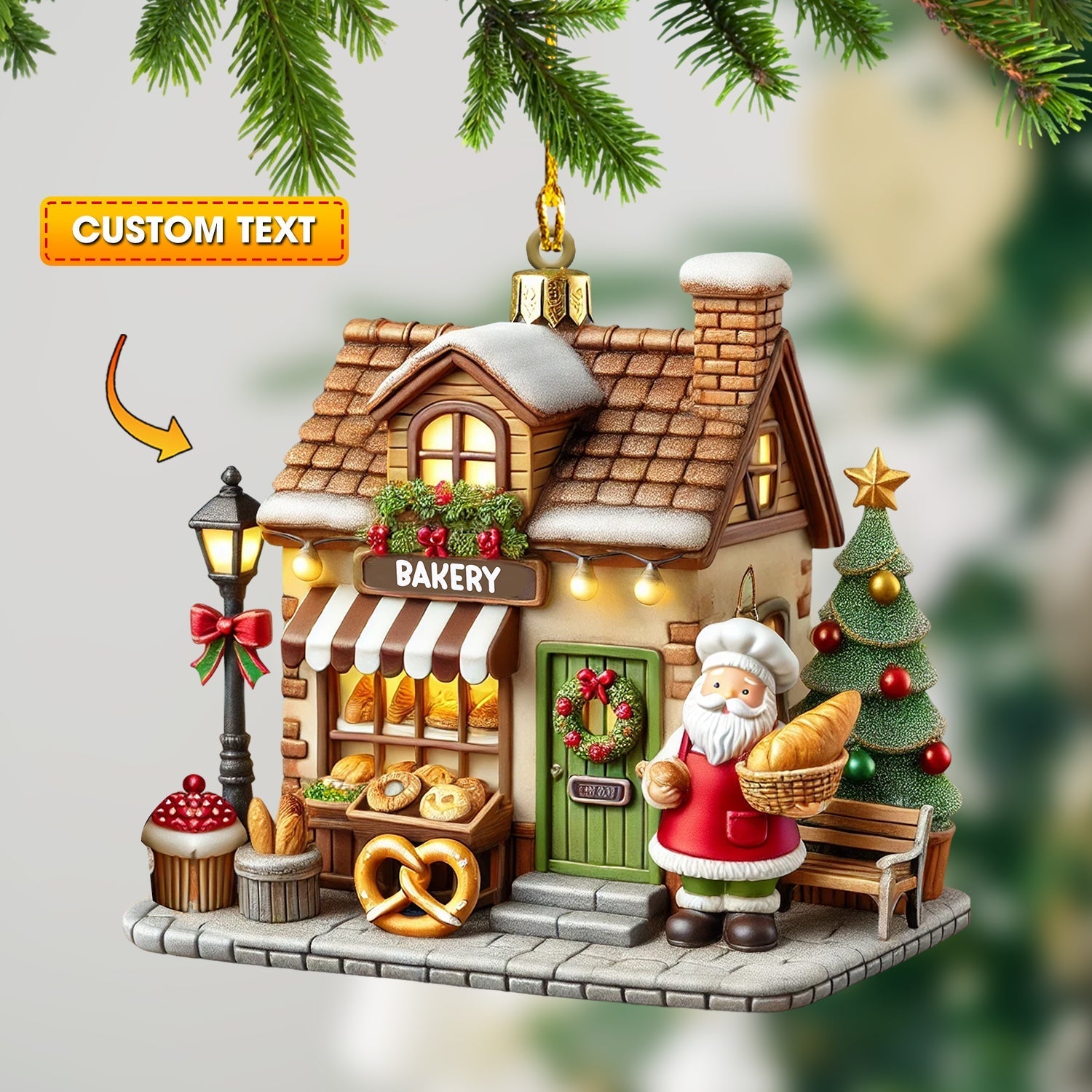 Blisscorners Christmas Bakery Shop Home Decor Christmas Ornament, Personalized Ornament2D Flat LM2211