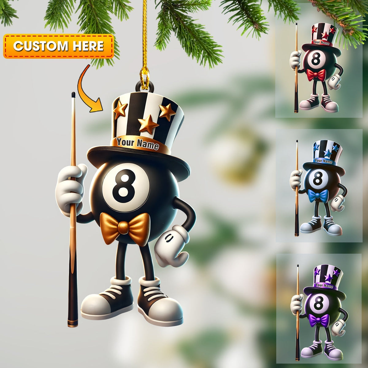 Blisscorners Mr.Billiard Christmas Ornament, Personalized Ornament2D Flat LM2211