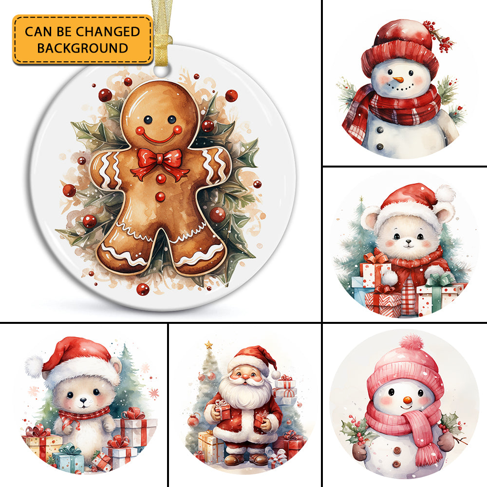 Blisscorners Personalized Xmas Background Ceramic Ornament - Gift For Christmas, Family Gift2D Flat LM2111