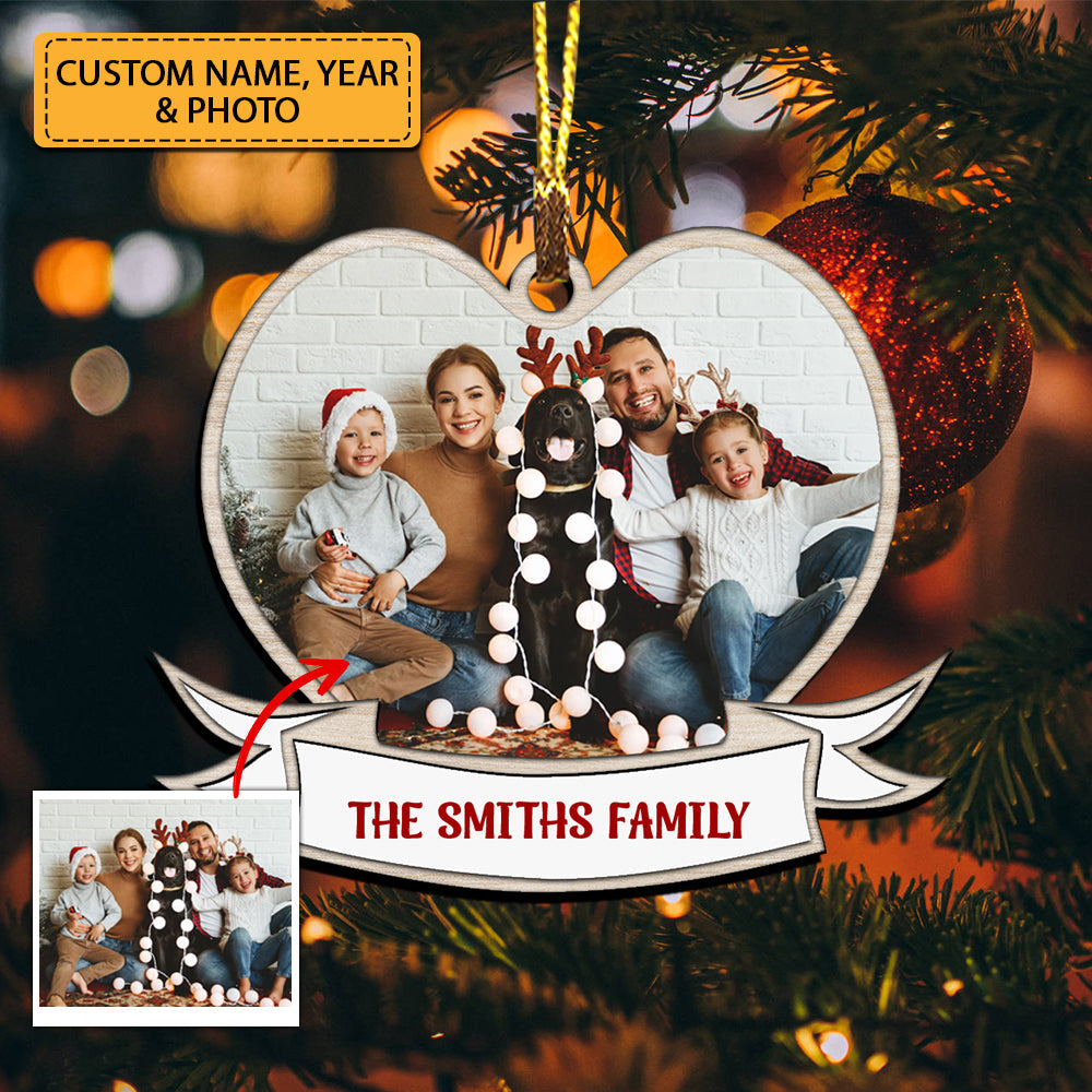Blisscorners First Christmas Family Heart - Custom Photo And Names, Personalized Acrylic Ornament - Gift For Christmas, Gift For Family2D Flat LM2111