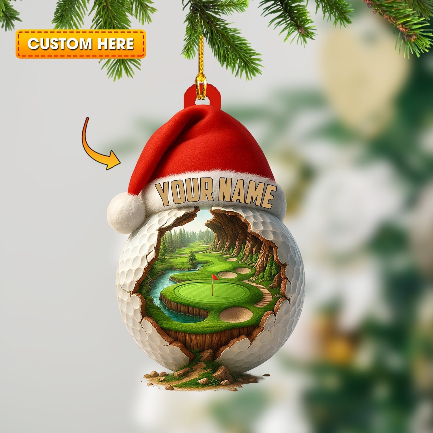 Blisscorners Christmas Golf Lover, Home Decor, Christmas Ornament, Personalized Ornament2D Flat LM2111