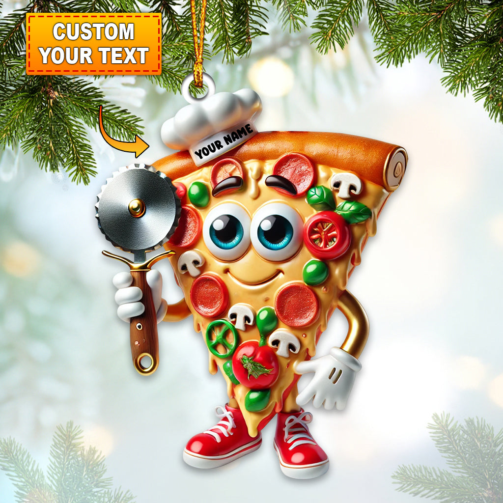 Blisscorners Santa Pizza Home Decor Christmas Ornament, Personalized Ornament2D Flat LM2211