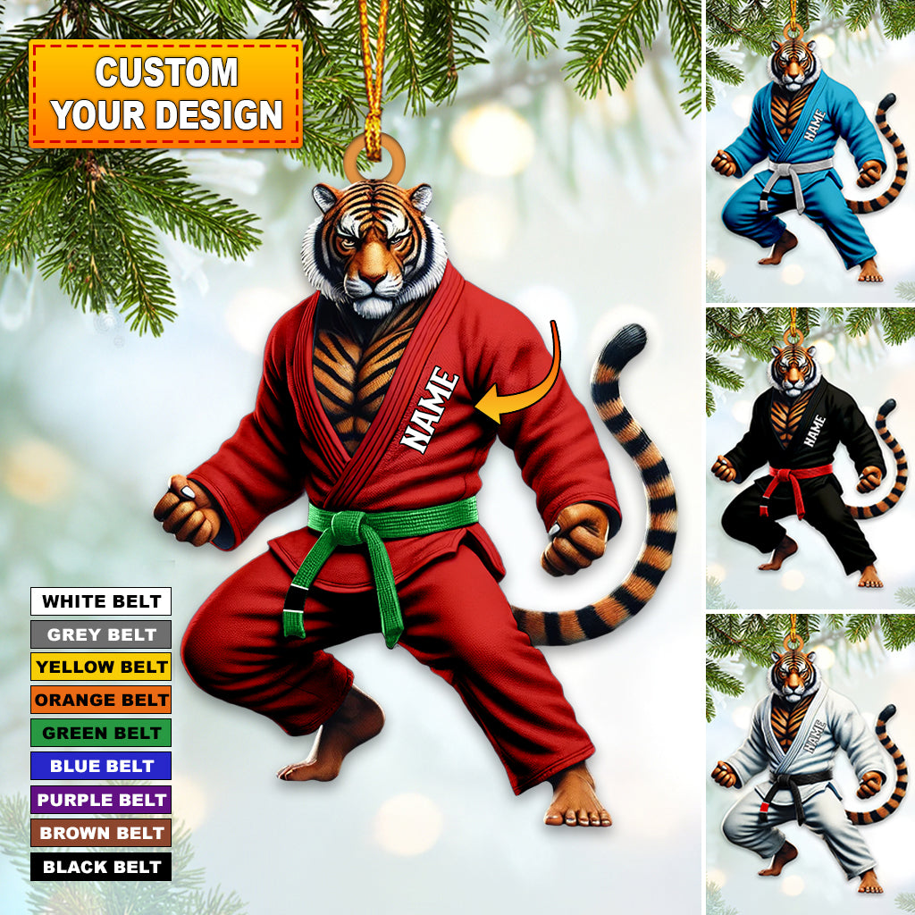 Blisscorners Custom Name Jiu Jutsu Tiger Ornament, Jiu Jutsu Christmas Gift2D Flat LM2211