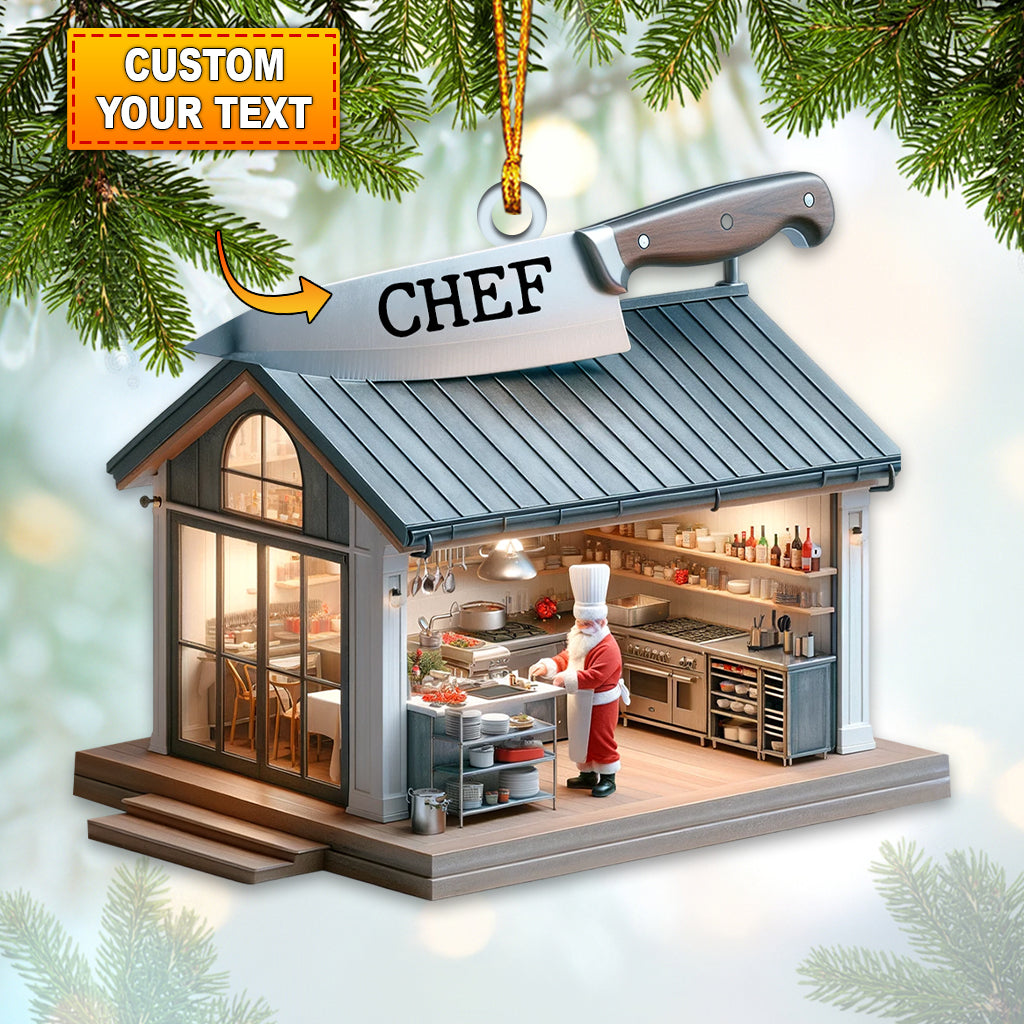 Blisscorners Custom Name Chef Ornament, Santa Chef Gift for Cooking Lover2D Flat LM2211