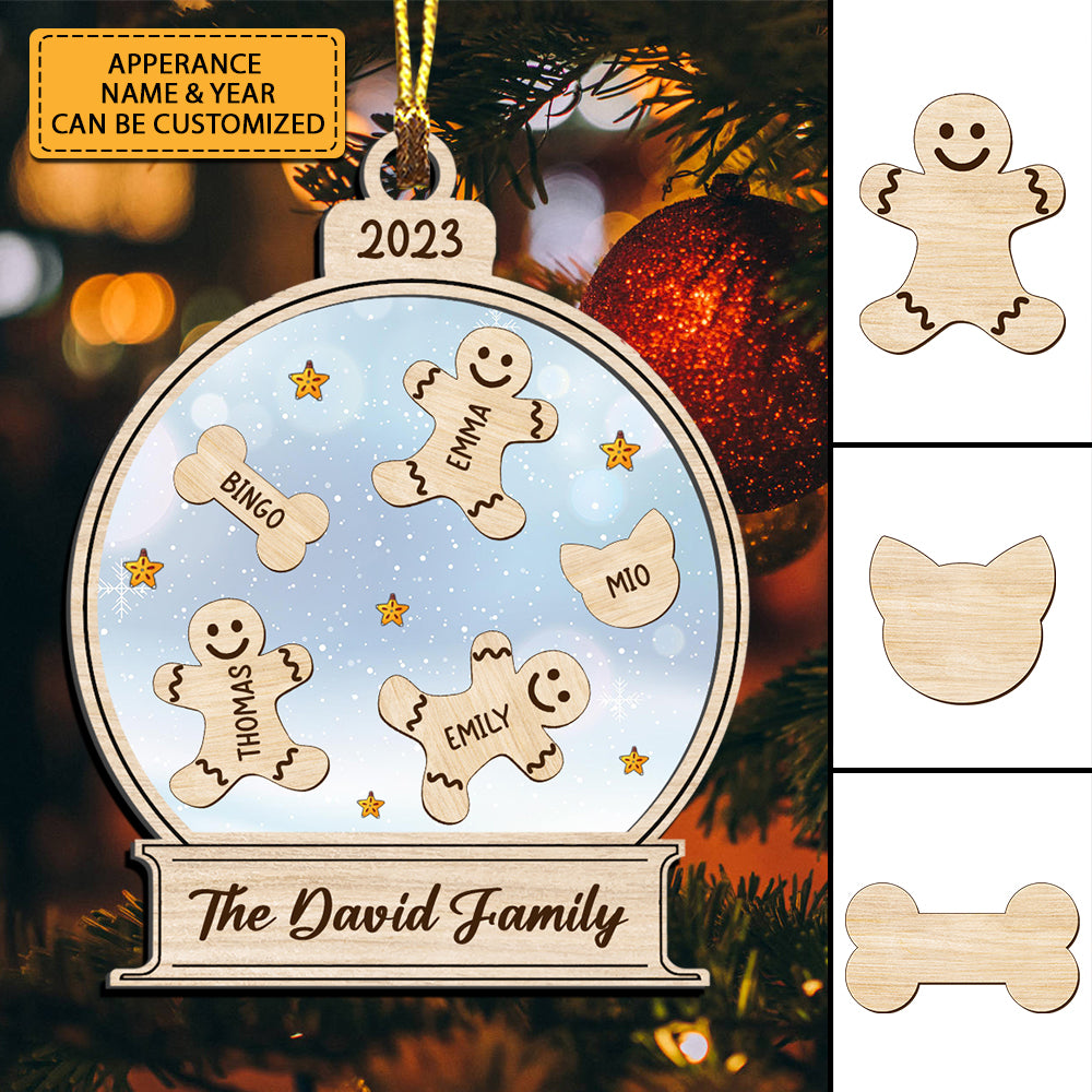 Blisscorners Family Human With Pet - Custom Icon And Name, Personalized Acrylic Ornament - Gift For Christmas, Family Gift2D Flat LM2111