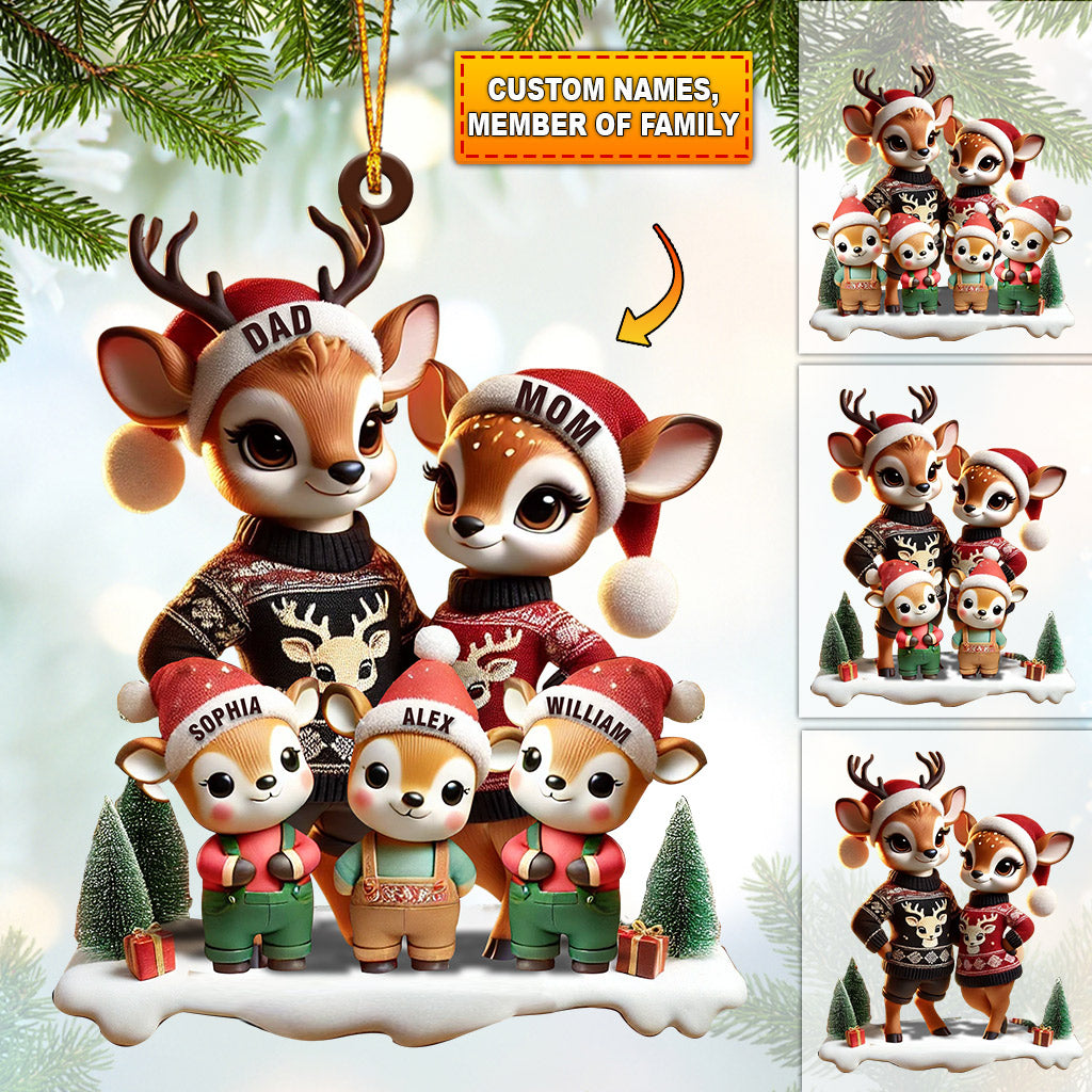 Blisscorners Deer Family Decor Christmas Ornament, Personalized Ornament2D Flat LM2211