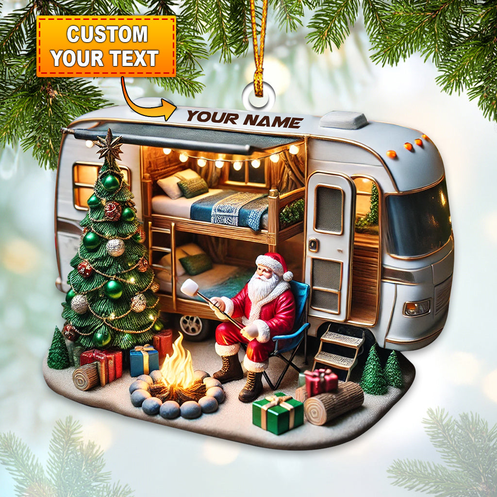 Blisscorners Santa Trailer Christmas Ornament, Personalized Ornament2D Flat LM2211