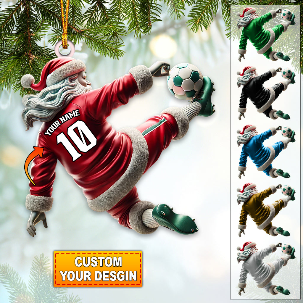 Blisscorners Custom Number Soccer Santa Ornament, Soccer Christmas Gift2D Flat LM2211