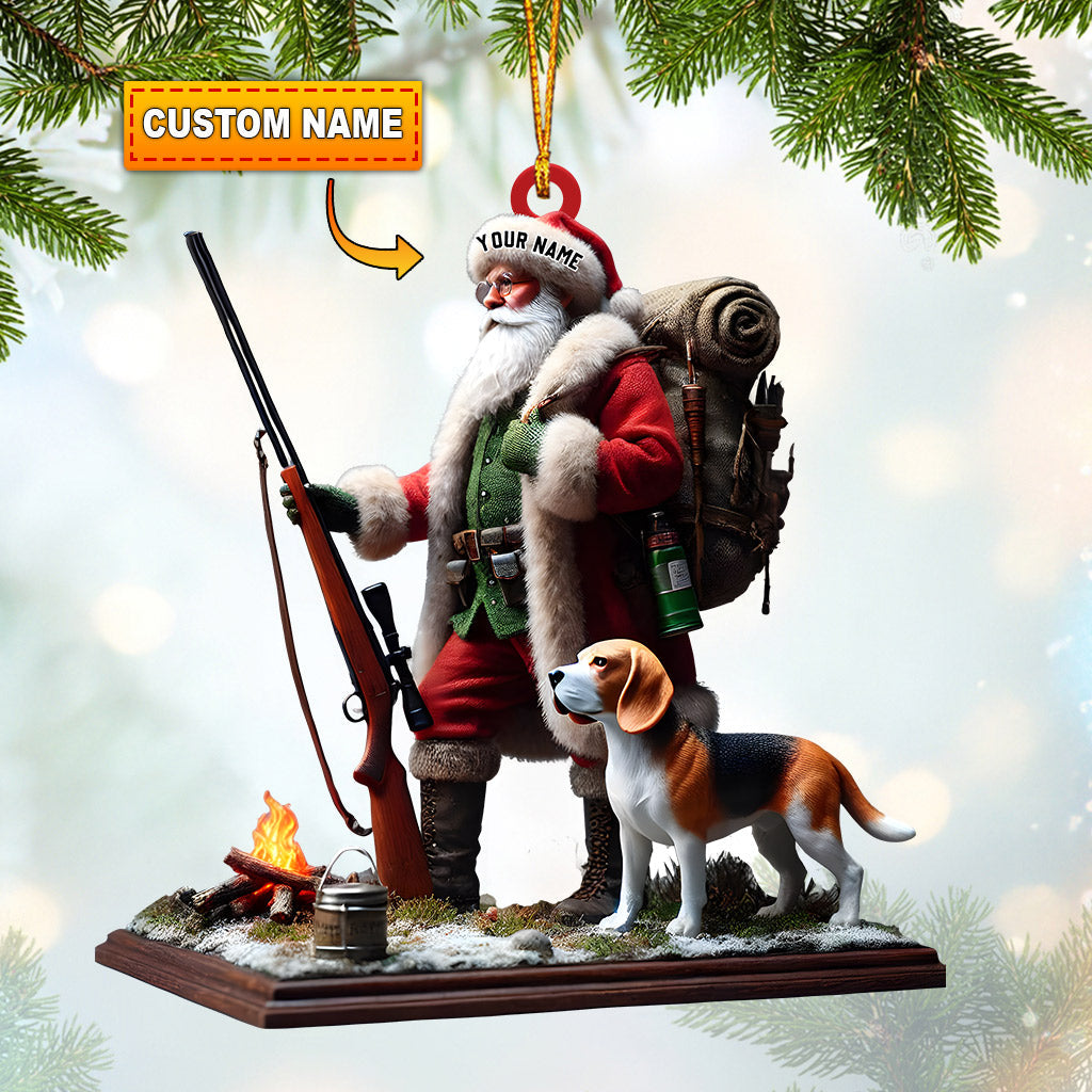 Blisscorners Santa And Dog Christmas Ornament, Personalized Ornament2D Flat LM2211