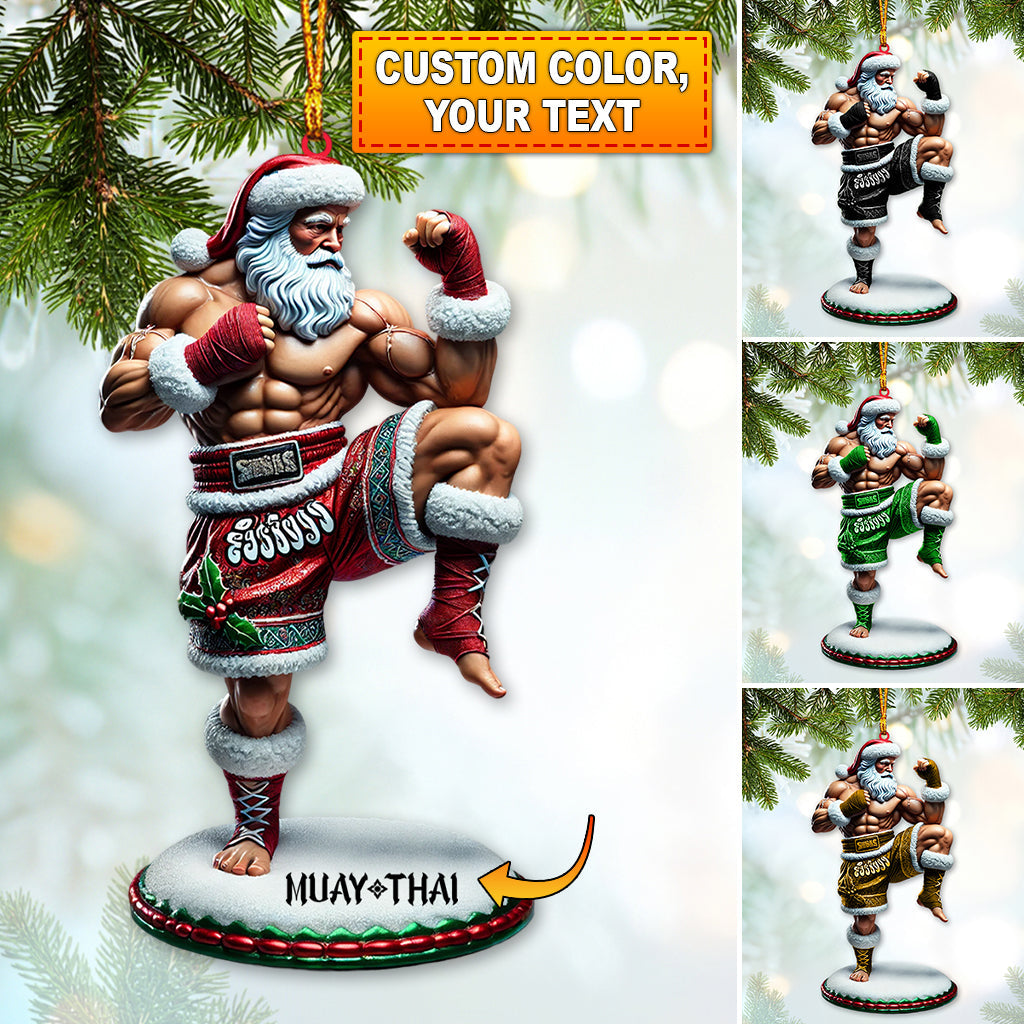 Blisscorners Custom Name Muay Thai Ornament, Muay Thai Santa Christmas Gift52D Flat LM2111