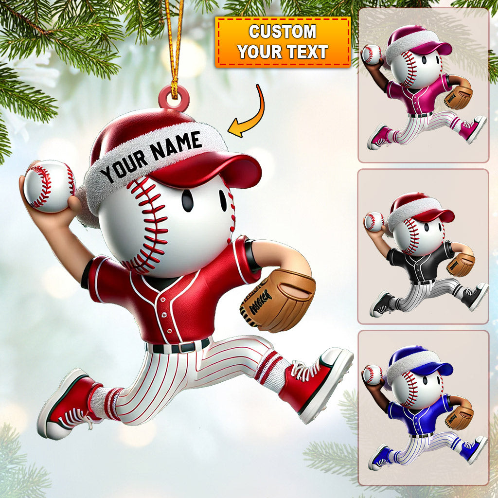 Blisscorners Baseball Player Christmas Ornament, Personalized Ornament2D Flat LM2211