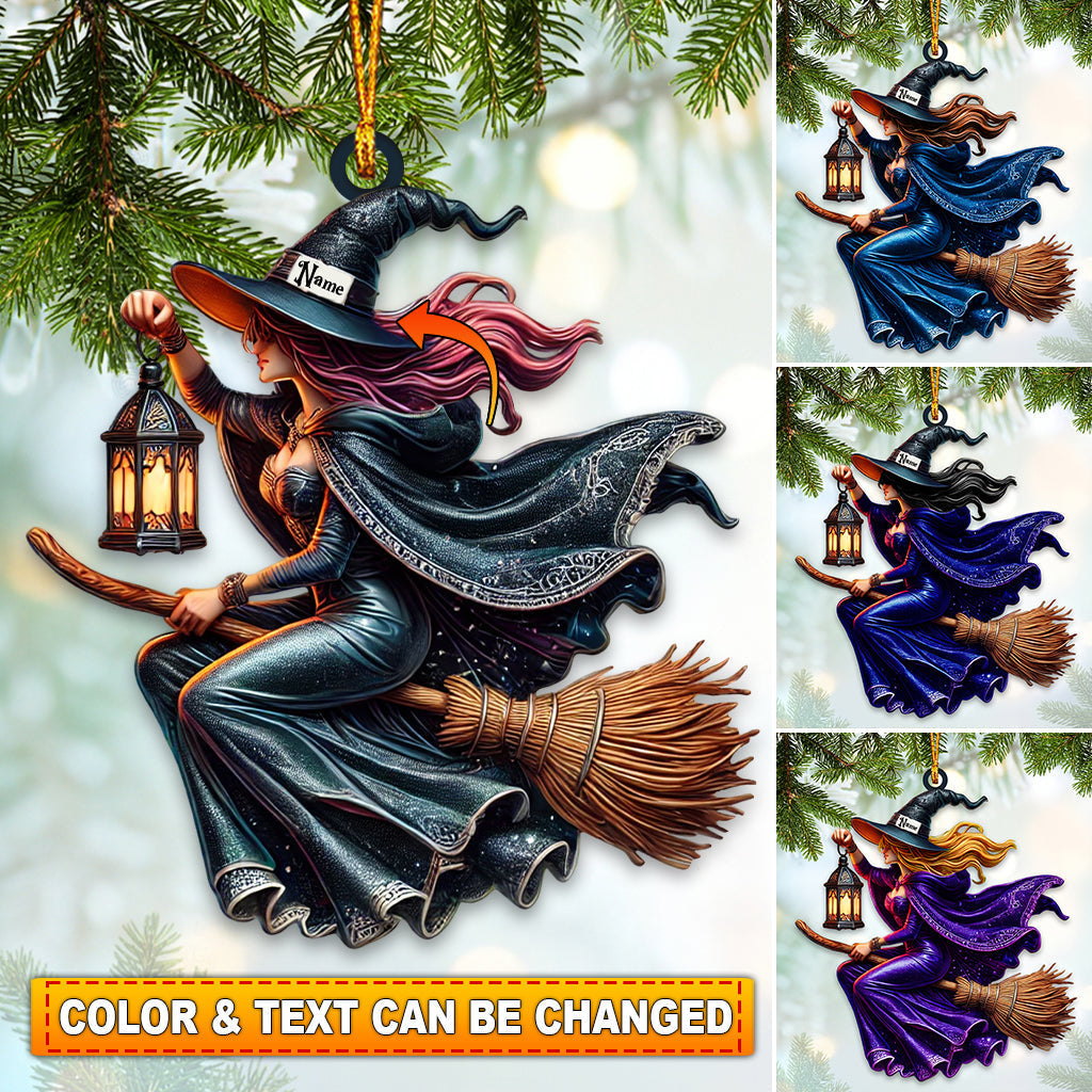 Blisscorners Custom Name Witch Ornament, Happy Halloween Gift2D Flat LM2111