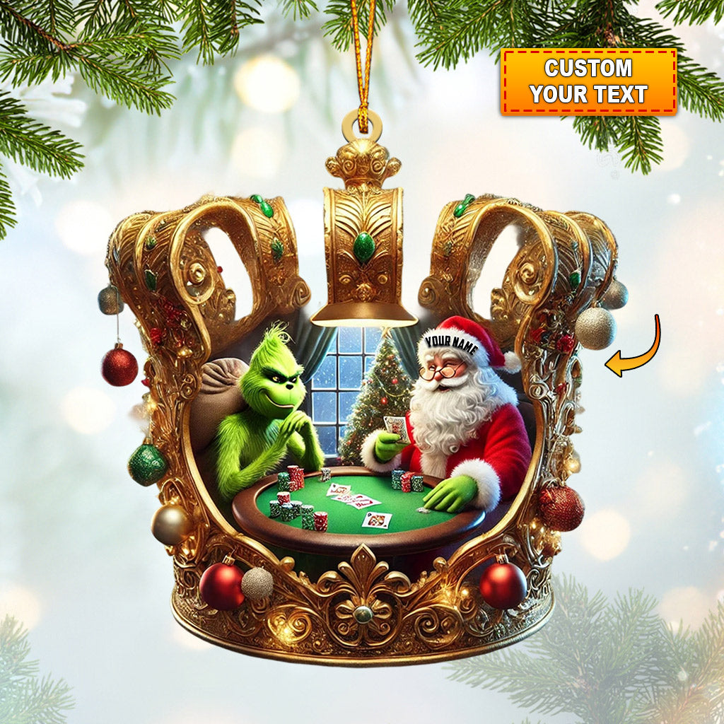 Blisscorners Poker King Santa Home Decor Christmas Ornament, Personalized Ornament2D Flat LM2211