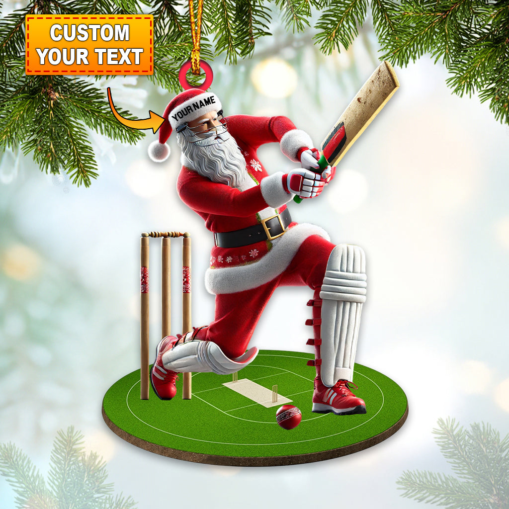 Blisscorners Santa Playing Cricket Ball Christmas Ornament, Personalized Ornament2D Flat LM2211