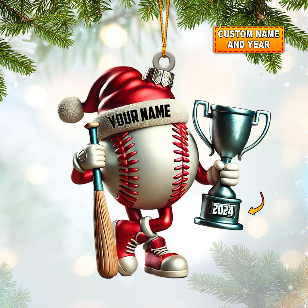 Blisscorners Baseball Champion Christmas Ornament, Personalized Ornament2D Flat LM2211