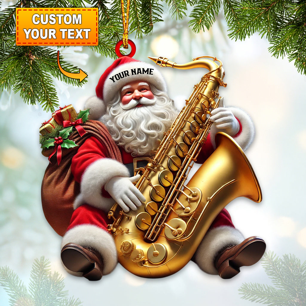 Blisscorners Saxophone Santa Home Decor Christmas Ornament, Personalized Ornament2D Flat LM2211
