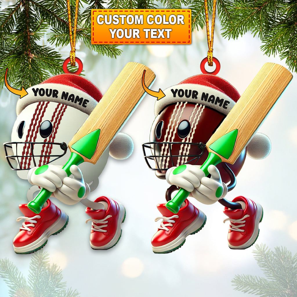 Blisscorners Christmas Cricket Ball Ornament, Personalized Ornament2D Flat LM2211