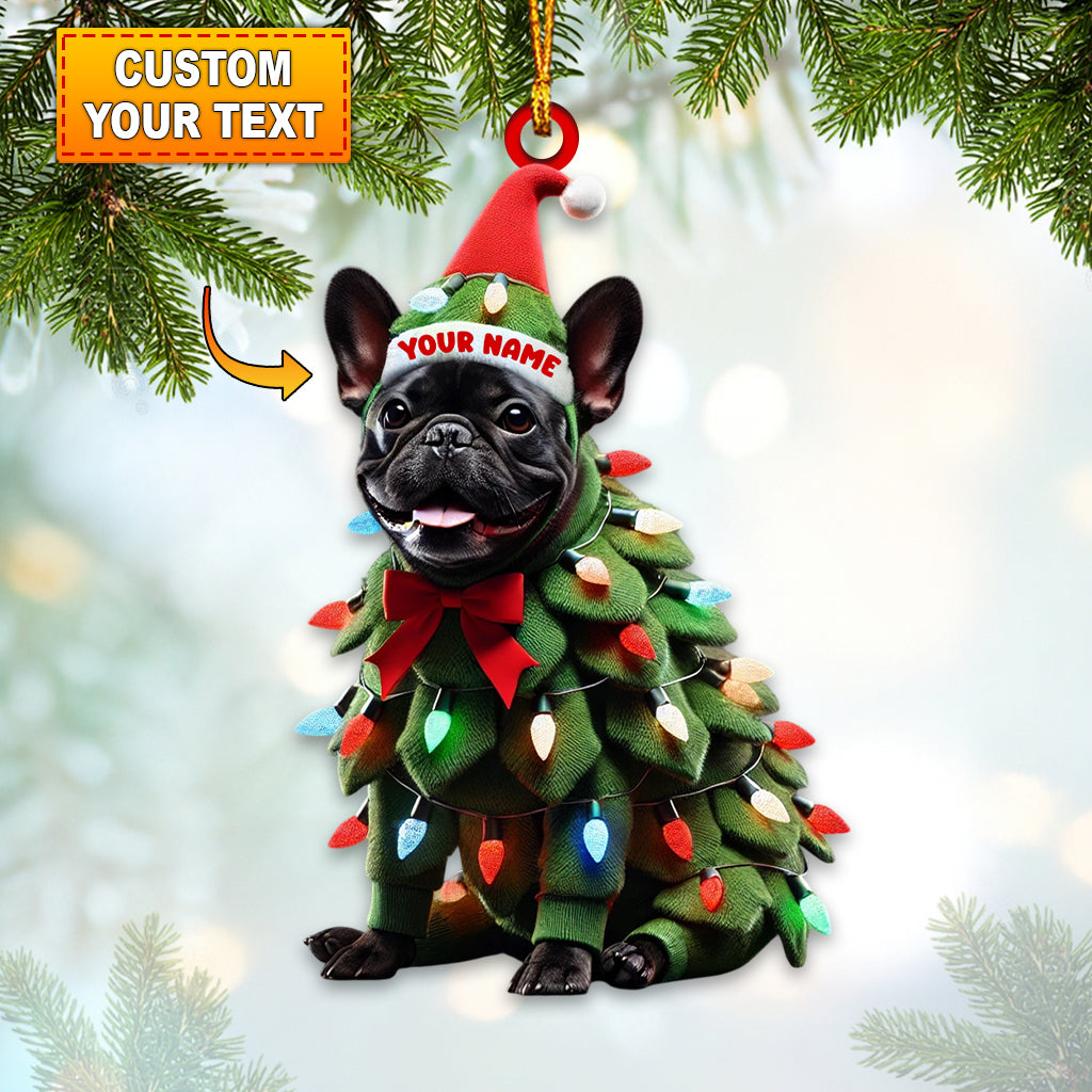 Blisscorners Custom Name French Bulldog Ornament, Dog Christmas Gift Decoration2D Flat LM2111