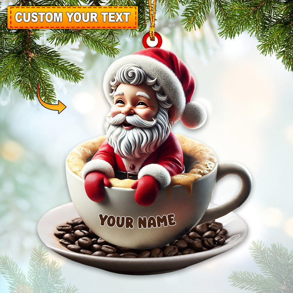 Blisscorners Coffee Santa Christmas Home Decor Christmas Ornament, Personalized Ornament2D Flat LM2211