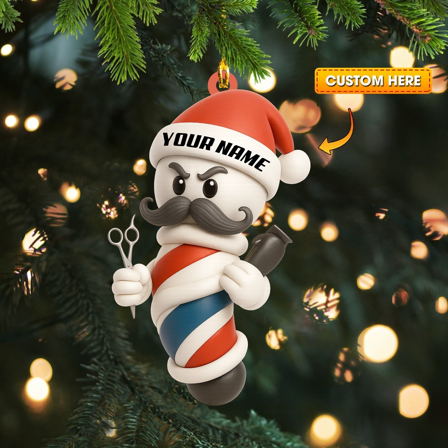 Blisscorners Barber Christmas, Home Decor, Christmas Ornament, Personalized Ornament2D Flat LM2111