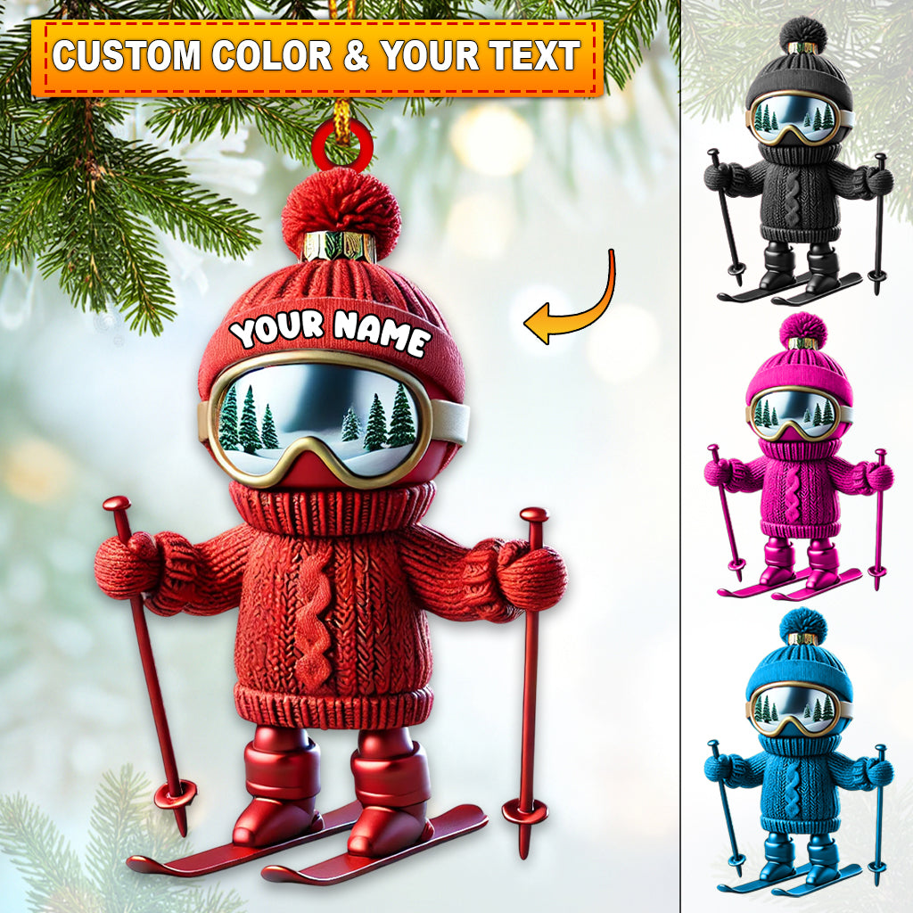 Blisscorners Custom Name Skiing Ornament, Santa Christmas Gift Decoration2D Flat LM2111