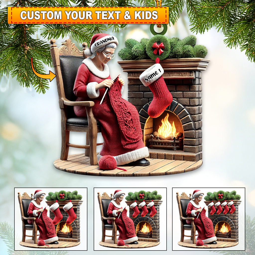 Blisscorners Custom Name Grandma and Kids Christmas Ornament, Family Christmas Gift2D Flat LM2111