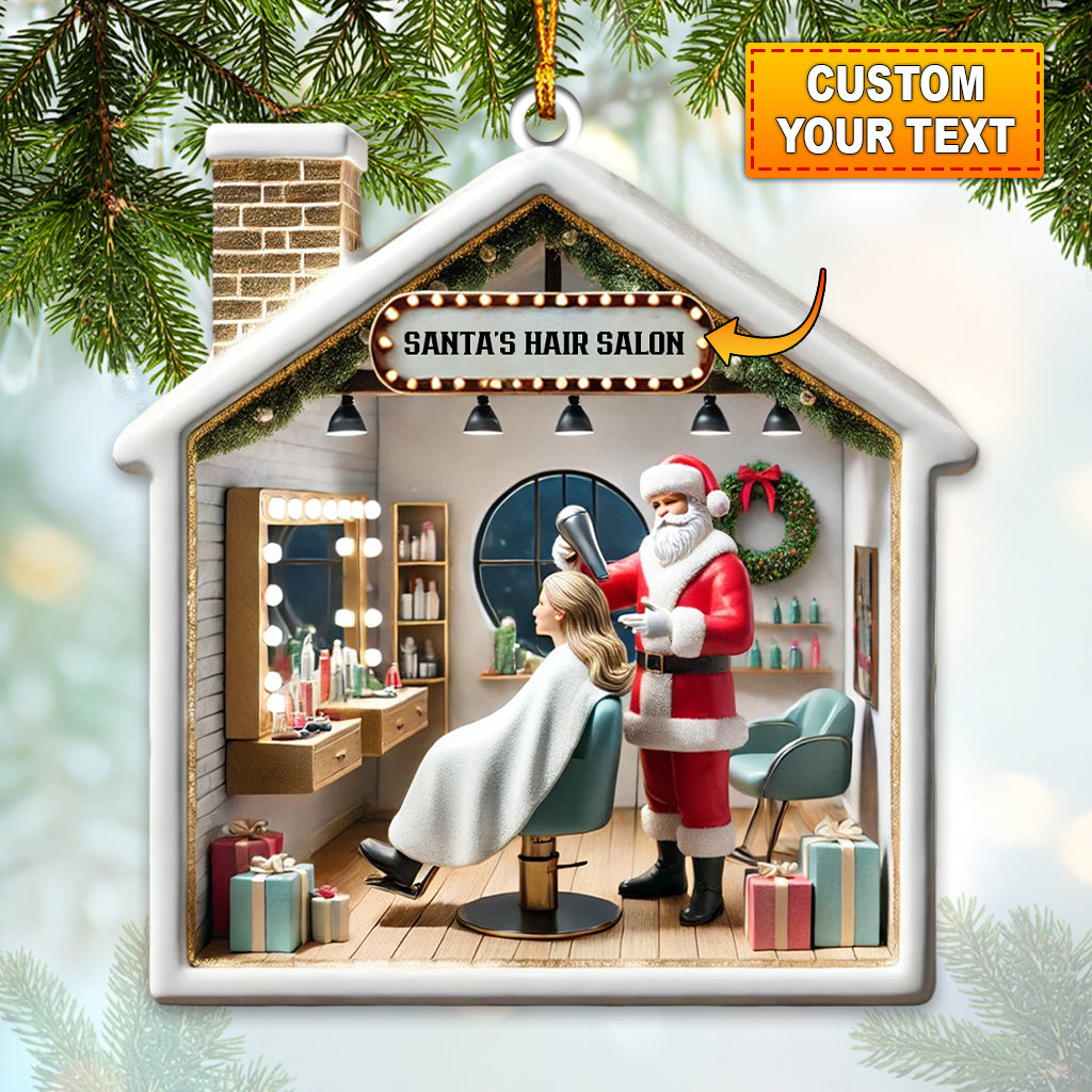 Blisscorners Santa Hair Salon Christmas Ornament, Personalized Ornament2D Flat LM2211