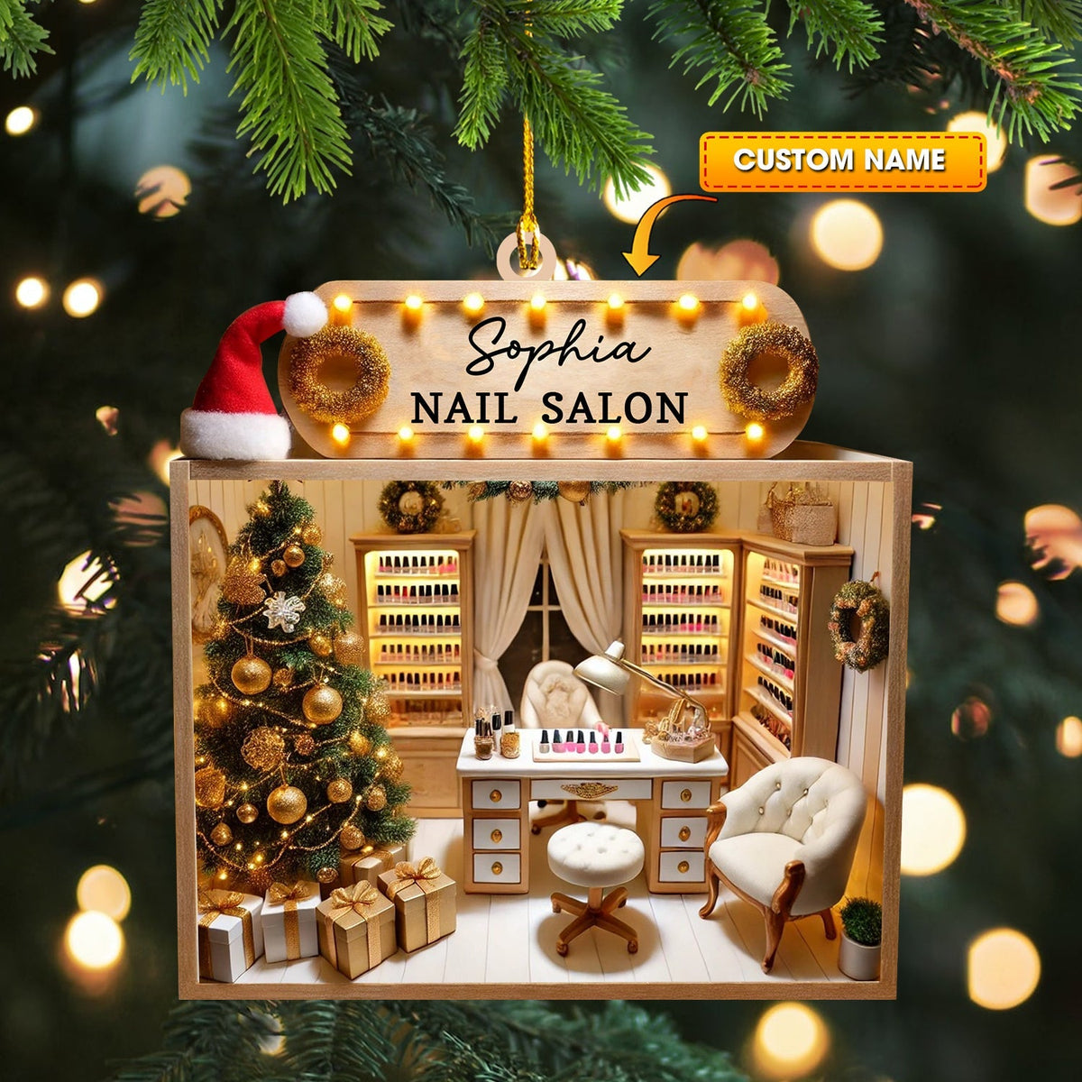Blisscorners Nail Salon Ornament, Personalized Ornament2D Flat LM2211