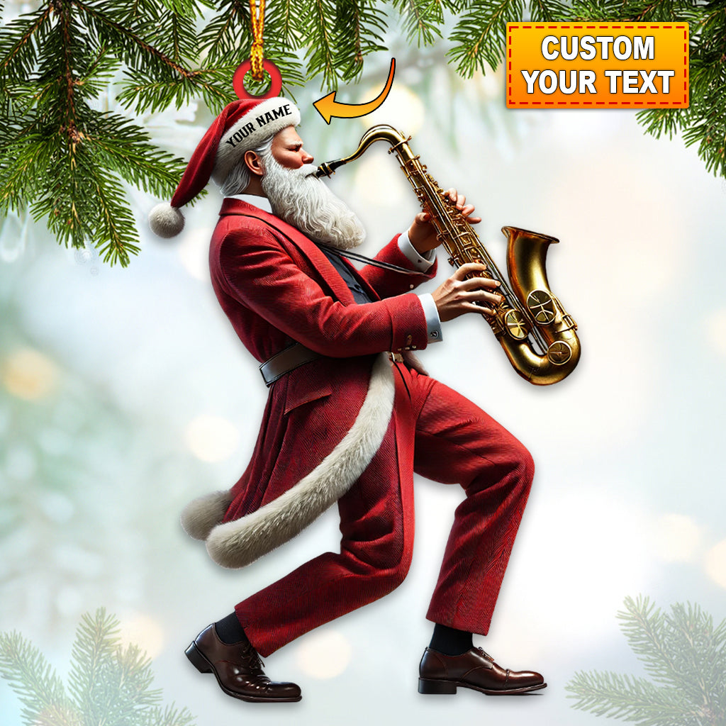 Blisscorners Santa Saxophone Christmas Ornament, Personalized Ornament2D Flat LM2211