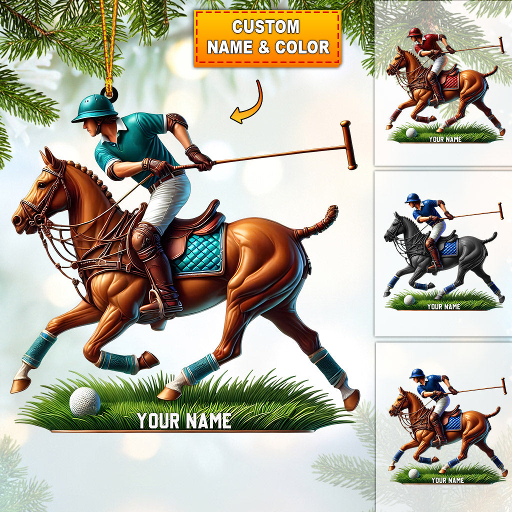 Blisscorners Polo Player Decor Christmas Ornament, Personalized Ornament2D Flat LM2211