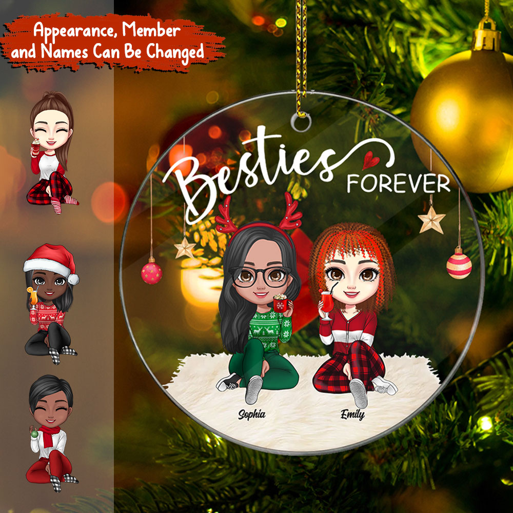 Blisscorners Christmas Besties Forever - Personalized Acrylic Ornament - Gift For Family, Xmas Gift2D Flat LM2111