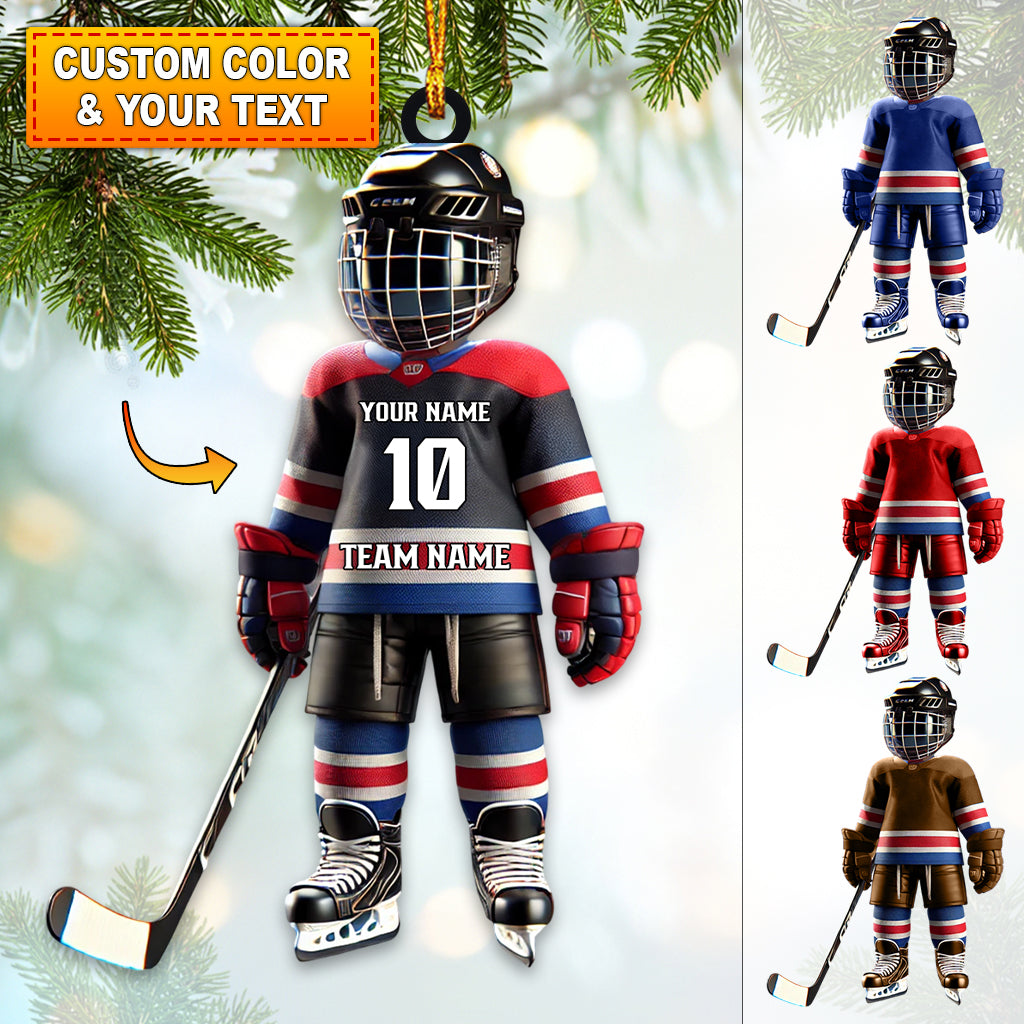Blisscorners Custom Name Ice Hockey Ornament, Christmas Gift Decoration2D Flat LM2111