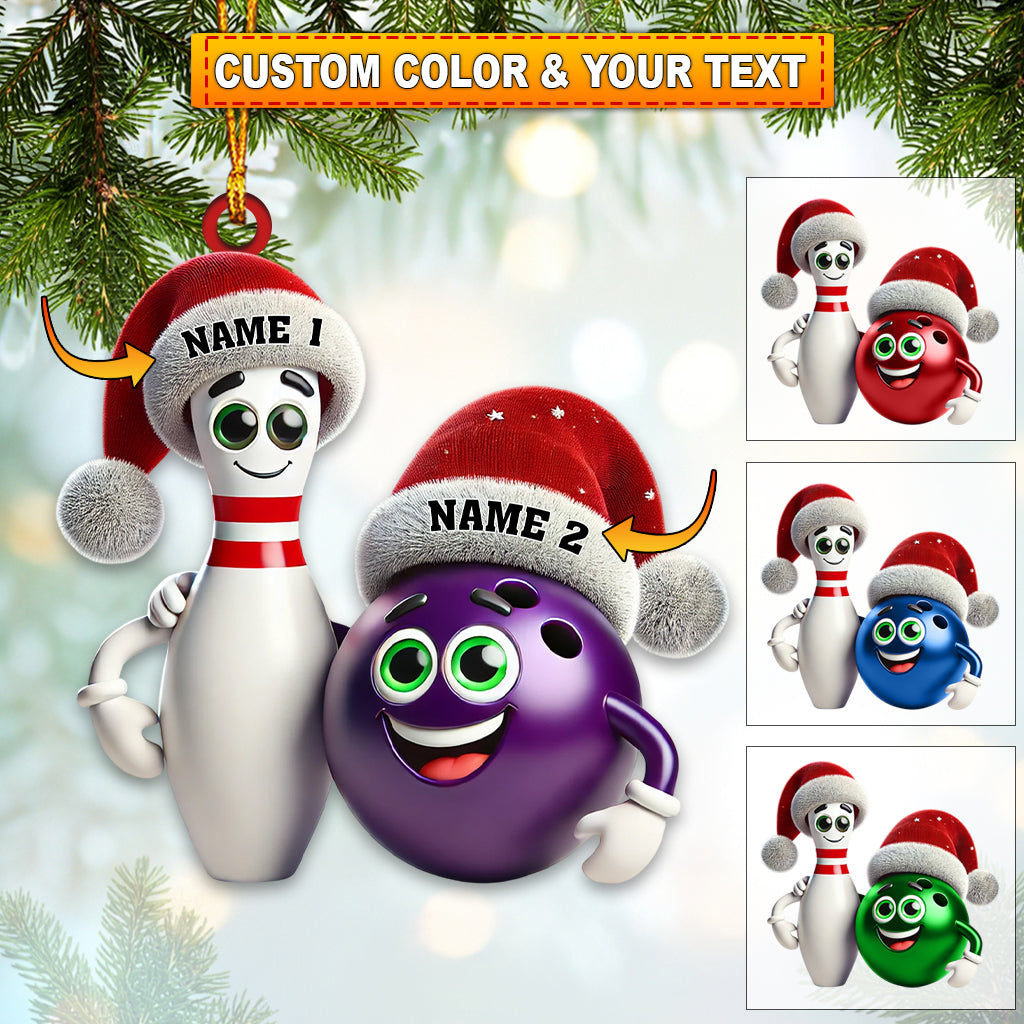 Blisscorners Custom Name Bowling Ornament, Bowling Christmas Gift Decoration12D Flat LM2111