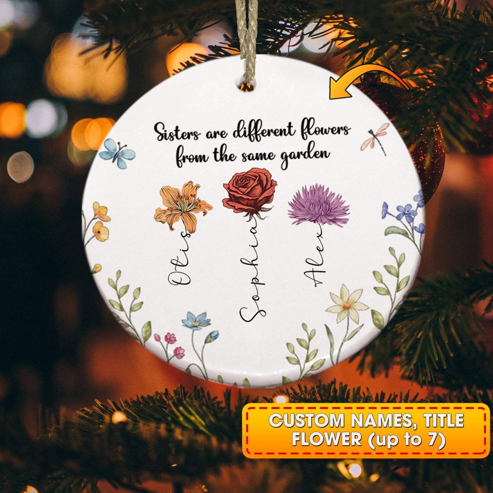 Blisscorners Custom Ceramic Ornament, Month Flower Ornament, Christmas Decor2D Flat LM2211