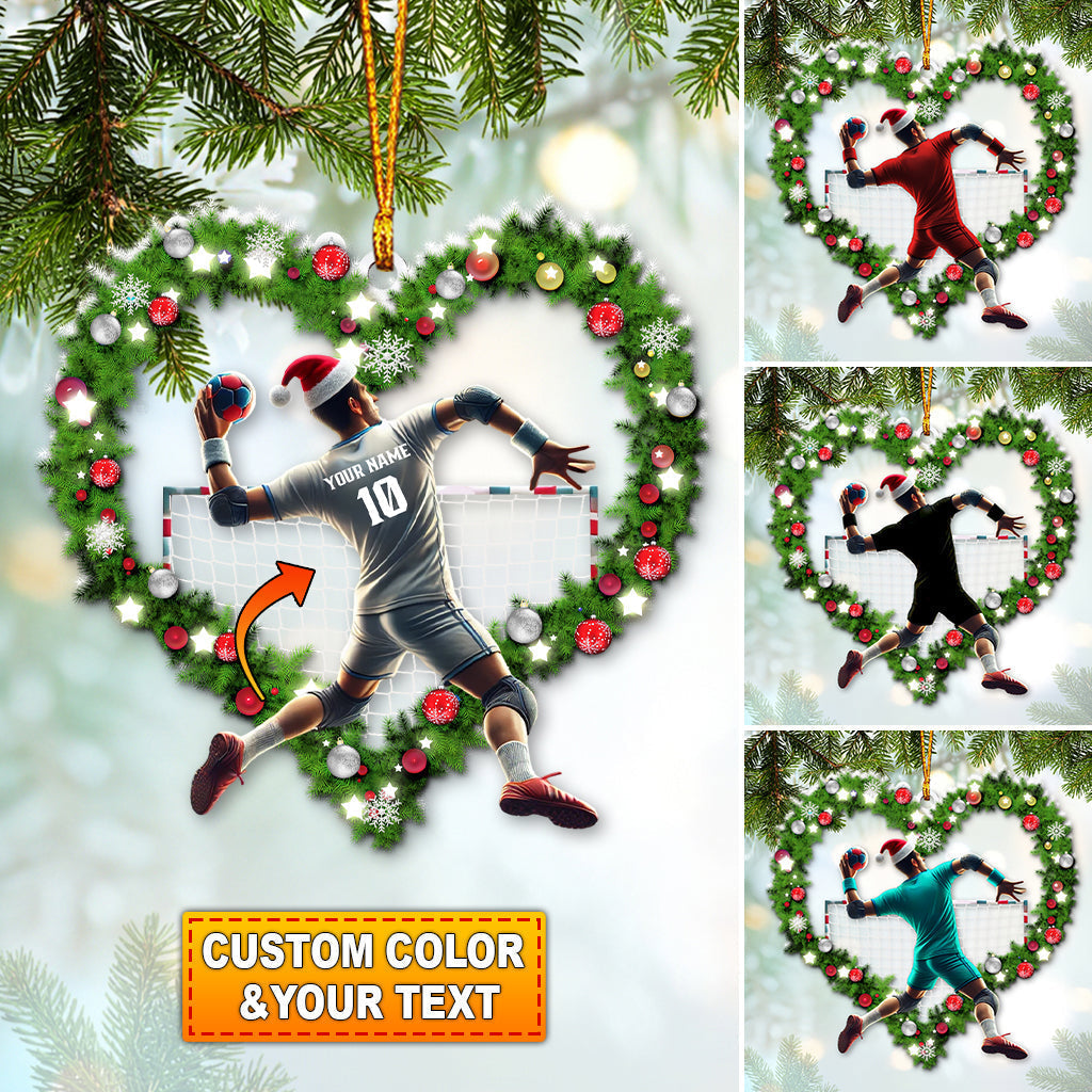 Blisscorners Custom Name and Number Handball Ornament, Christmas Gift for Handball Lover42D Flat LM2211