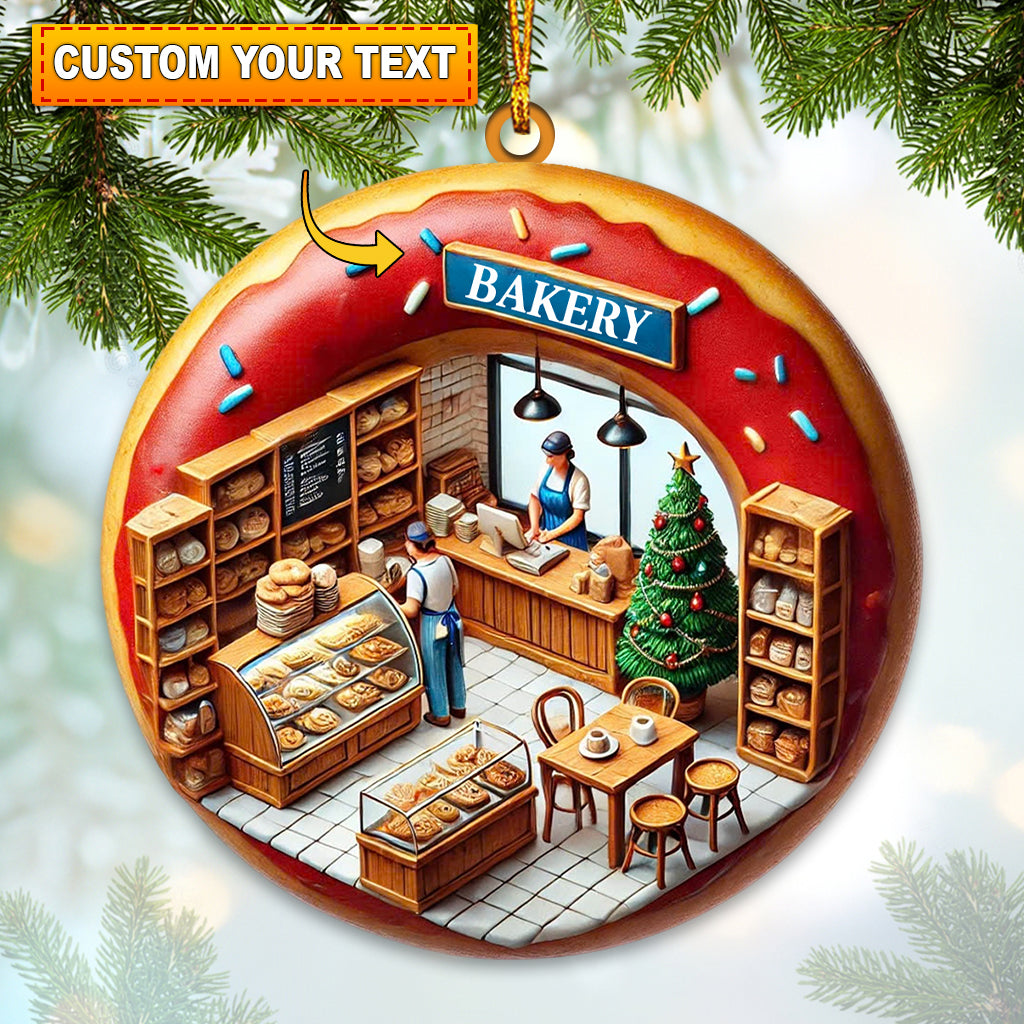 Blisscorners Christmas Donut Bakery Home Decor Christmas Ornament, Personalized Ornament2D Flat LM2211